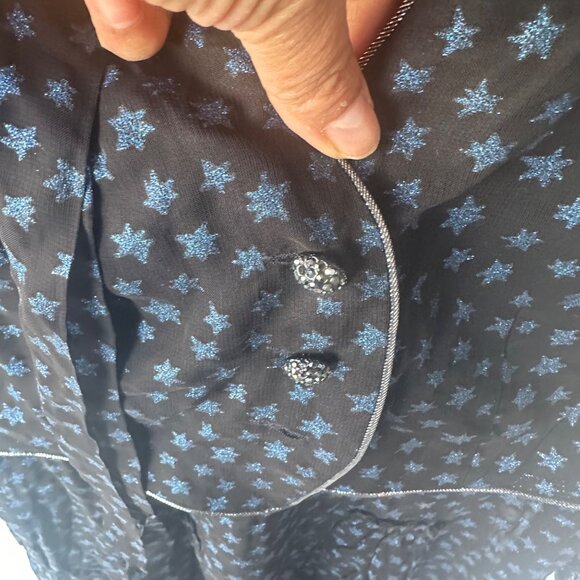 ✨Coach Star Print Waistcoat Dress Black Blue Silk mid-length glittered Cupro - Picture 9 of 12